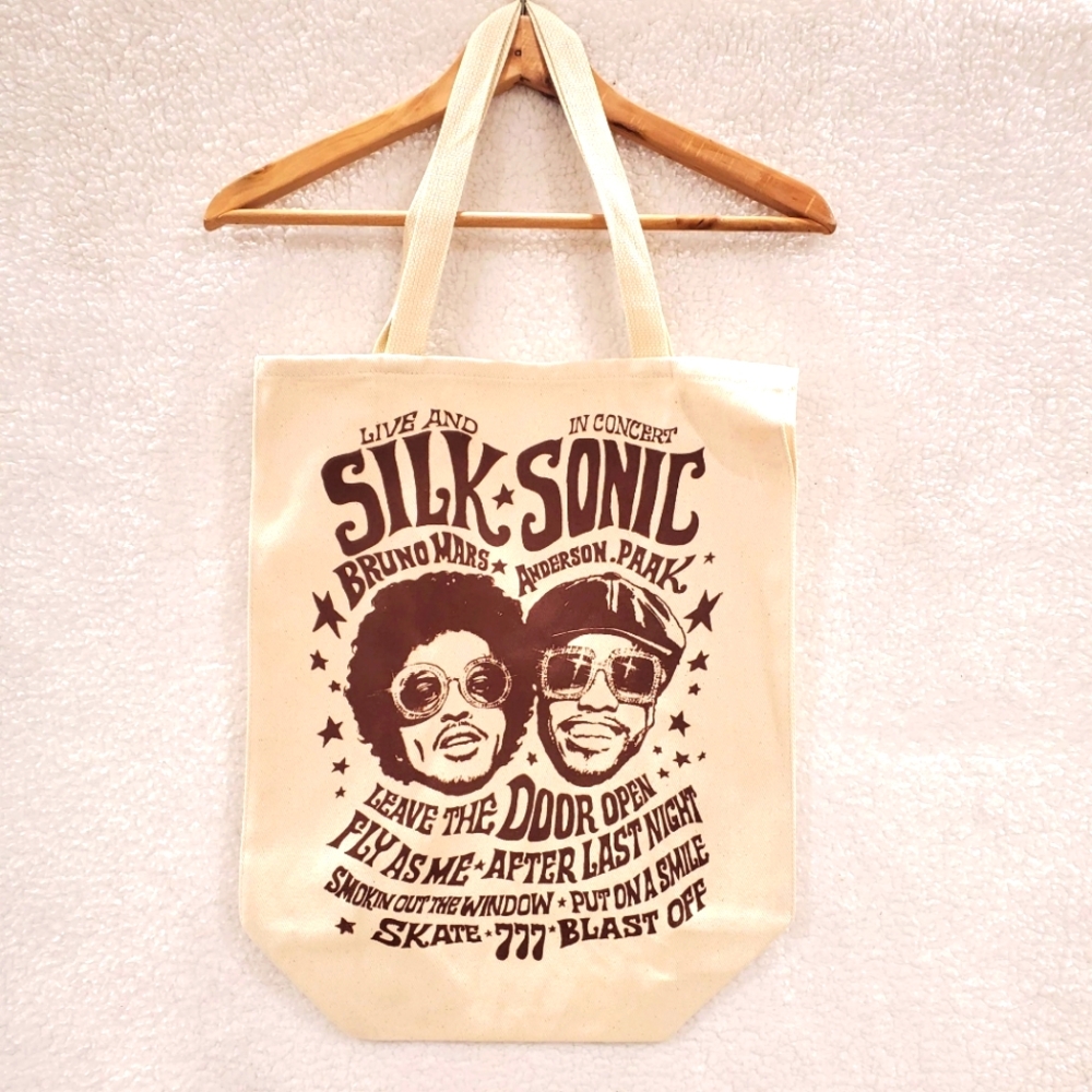 Silk Sonic Bruno Mars Anderson Paak Live And In Concert Canvas Tote Bag